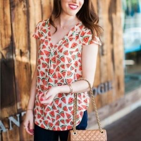 Anthropologie Maeve Watermelon Top - Picture 7 of 15